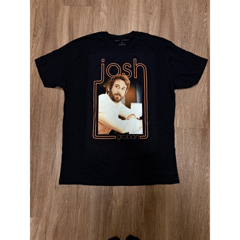 Josh Groban Mens Black Graphic Portrait T-Shirt XL Short Sleeve Cotton Merch